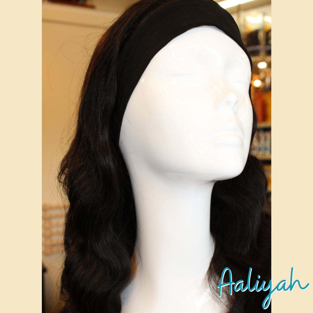 Aaliyah- 18', Headband Wig, Body Wave, Human Hair Wig - Natural