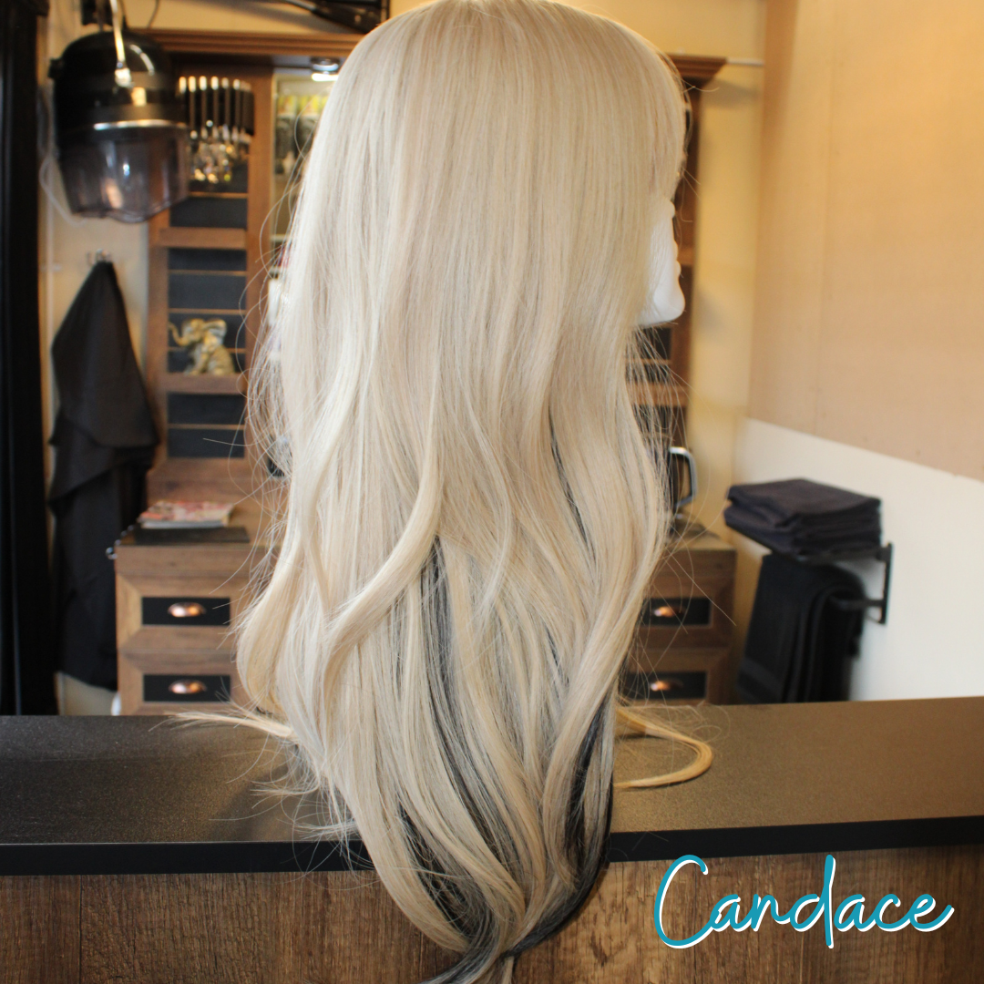 Candace - 24', Straight Natural Wave, Synthetic Wig - Blonde Highlights/1 Black