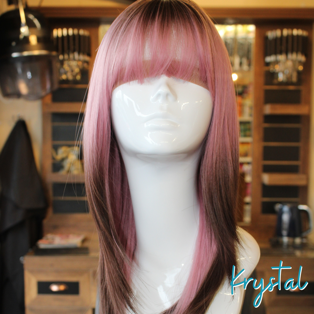 Krystal - 17', Straight, Synthetic Wig - Pink/Brown Ombre