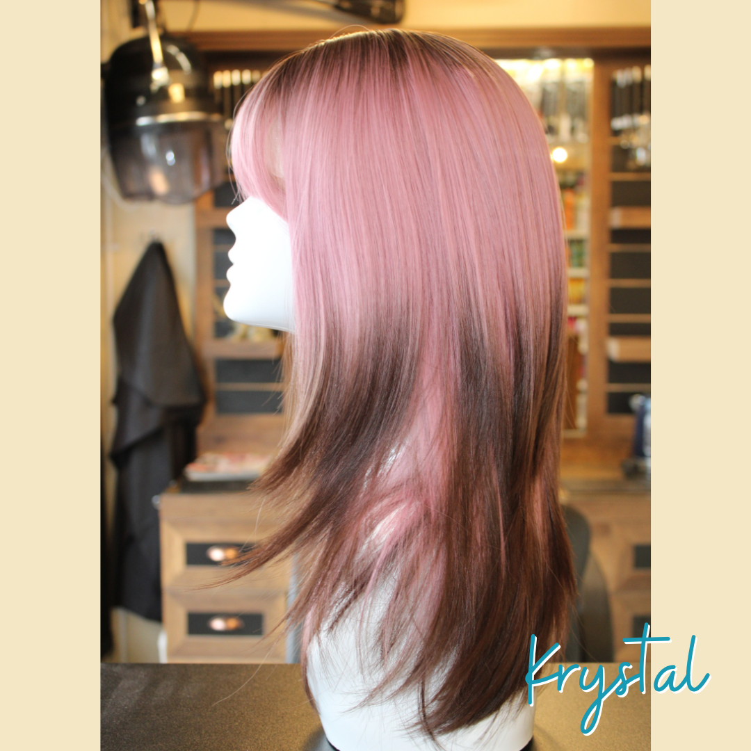 Krystal - 17', Straight, Synthetic Wig - Pink/Brown Ombre