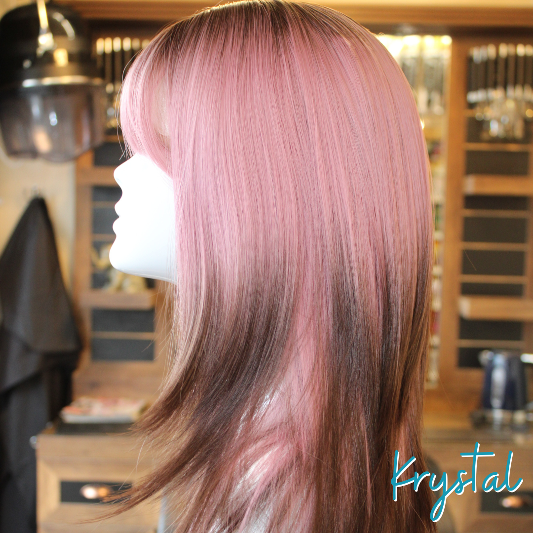 Krystal - 17', Straight, Synthetic Wig - Pink/Brown Ombre