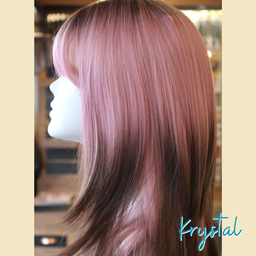 Krystal - 17', Straight, Synthetic Wig - Pink/Brown Ombre
