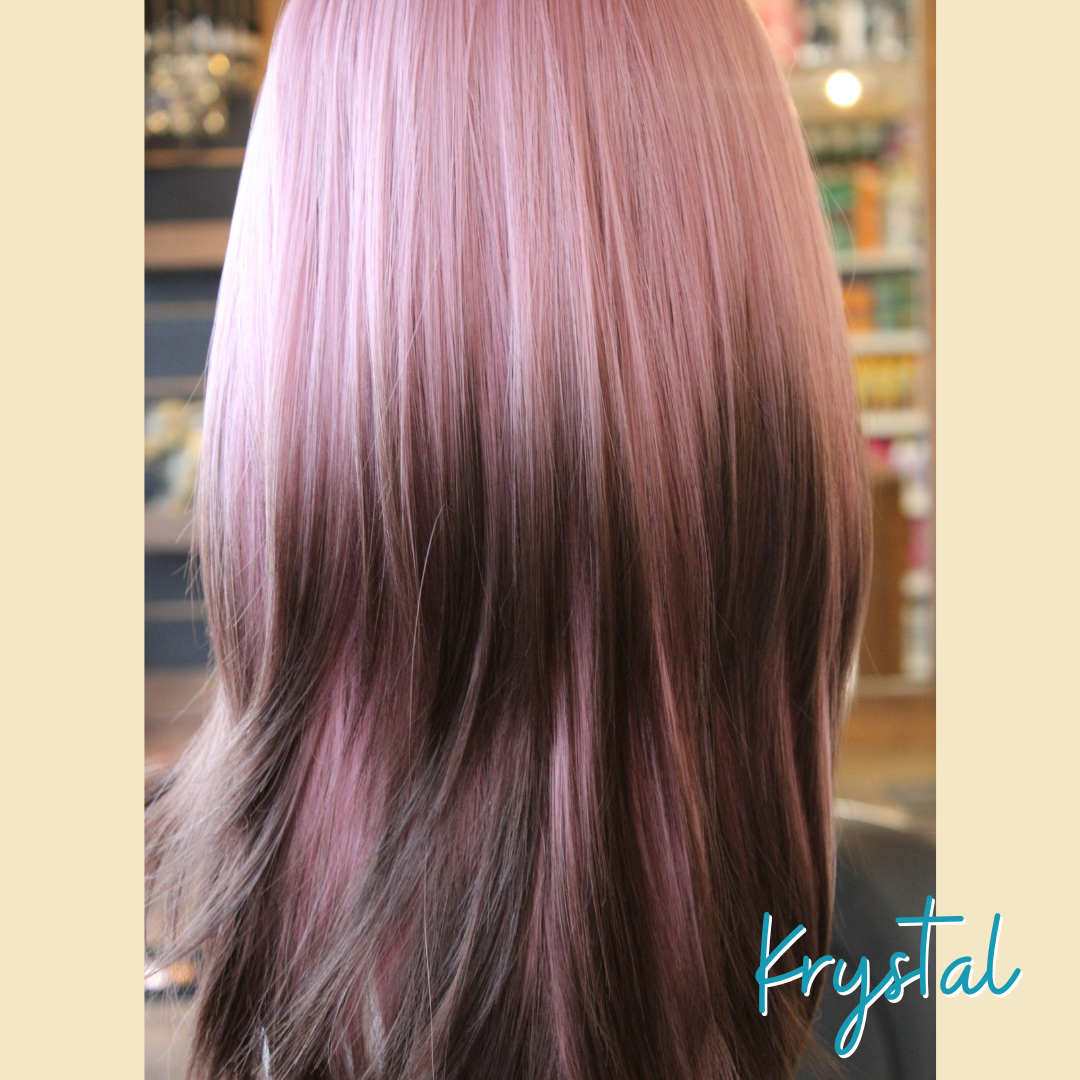 Krystal - 17', Straight, Synthetic Wig - Pink/Brown Ombre