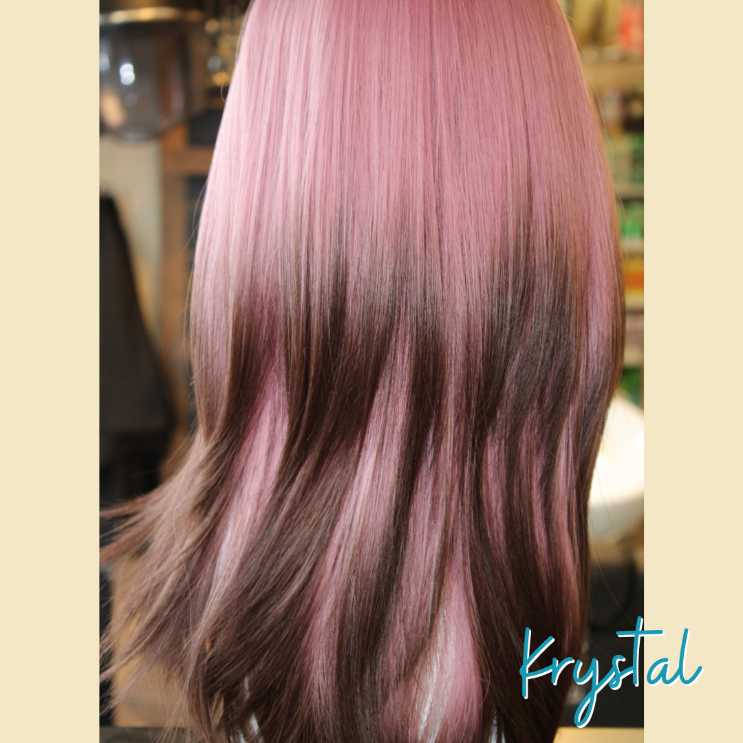Krystal - 17', Straight, Synthetic Wig - Pink/Brown Ombre