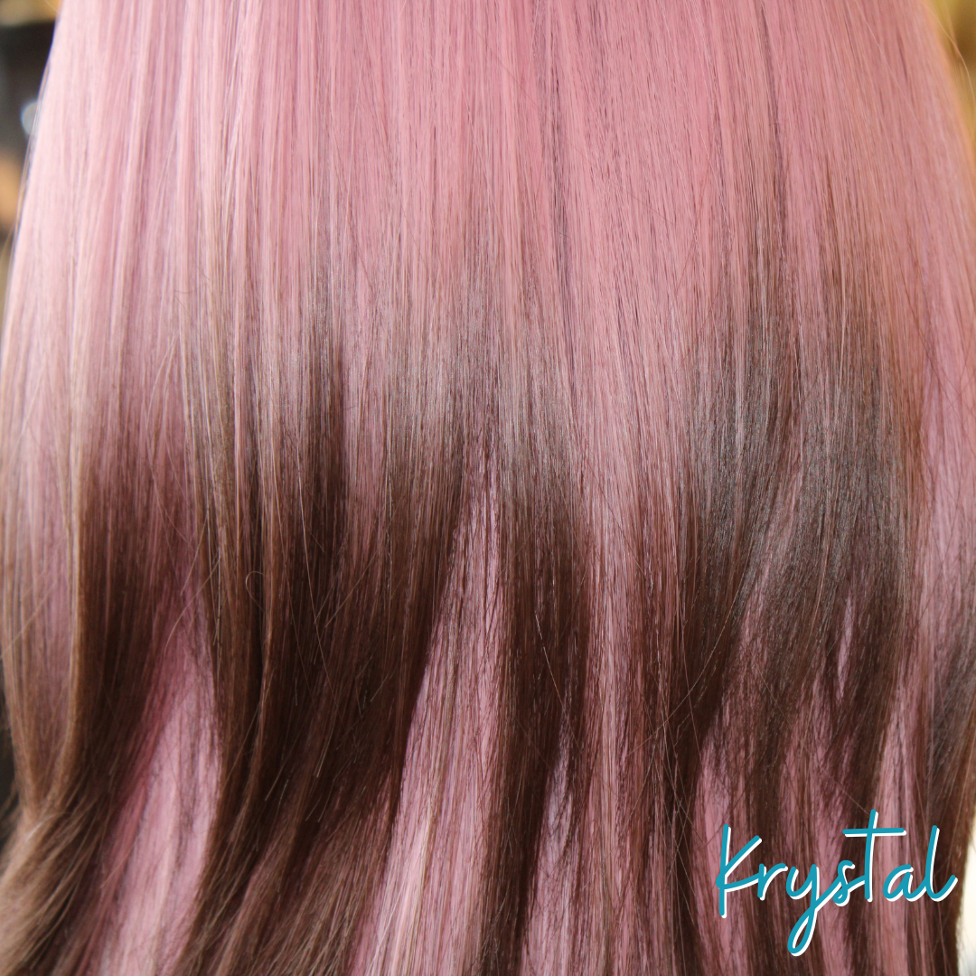 Krystal - 17', Straight, Synthetic Wig - Pink/Brown Ombre
