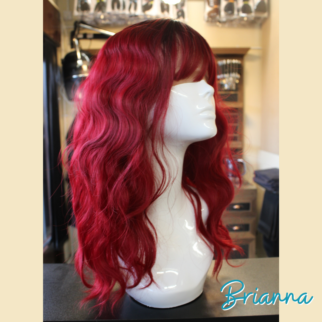 Brianna - 19', Wavy, Synthetic Wig - 1B/Burgundy Ombre