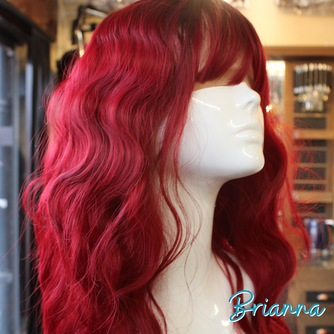 Brianna - 19', Wavy, Synthetic Wig - 1B/Burgundy Ombre