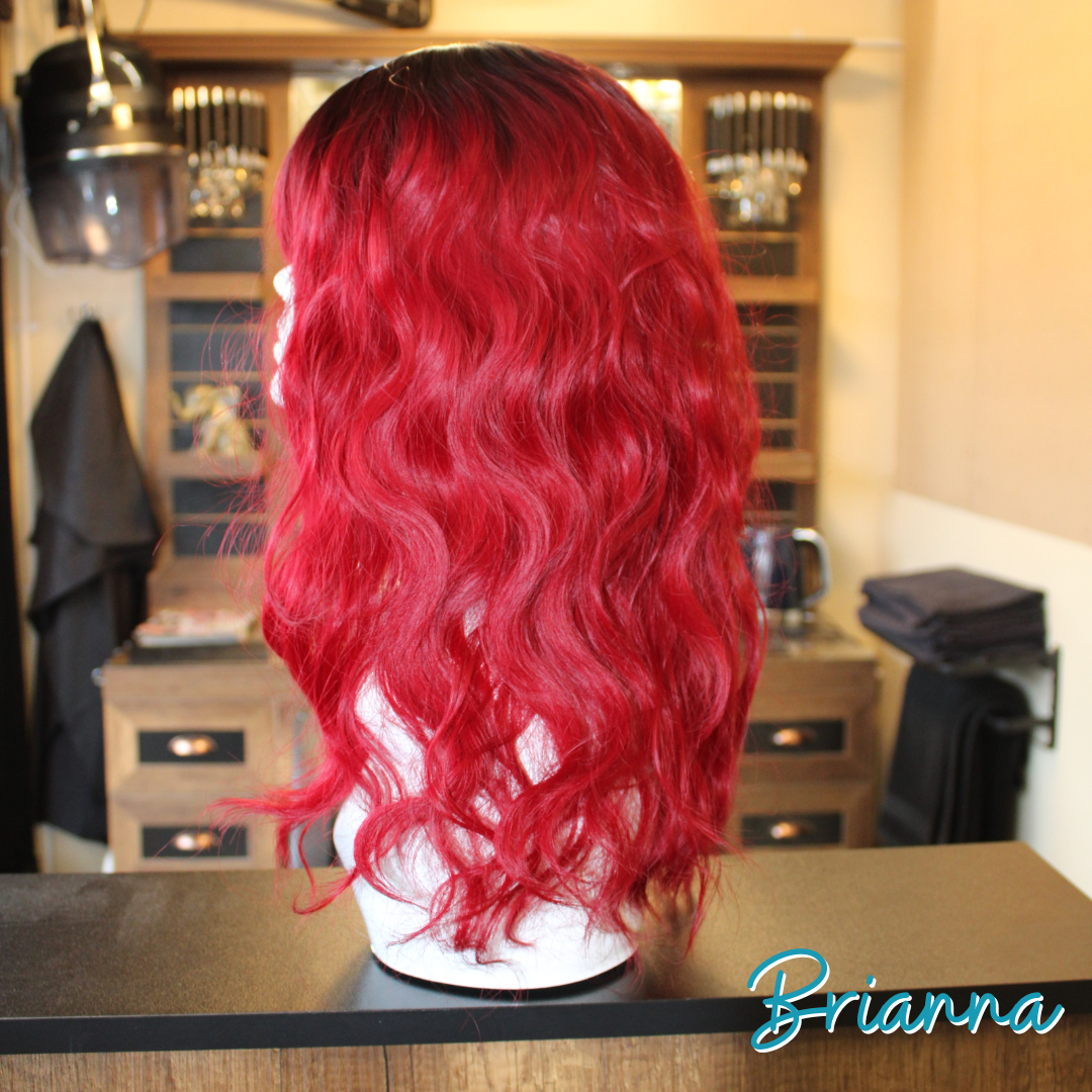 Brianna - 19', Wavy, Synthetic Wig - 1B/Burgundy Ombre