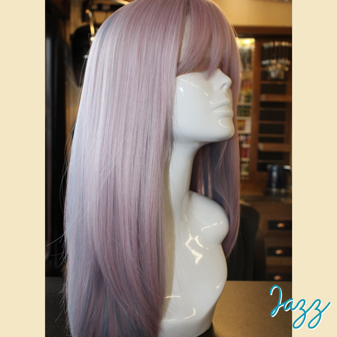 Jazz - 21', Straight, Synthetic Wig - Blue Pink