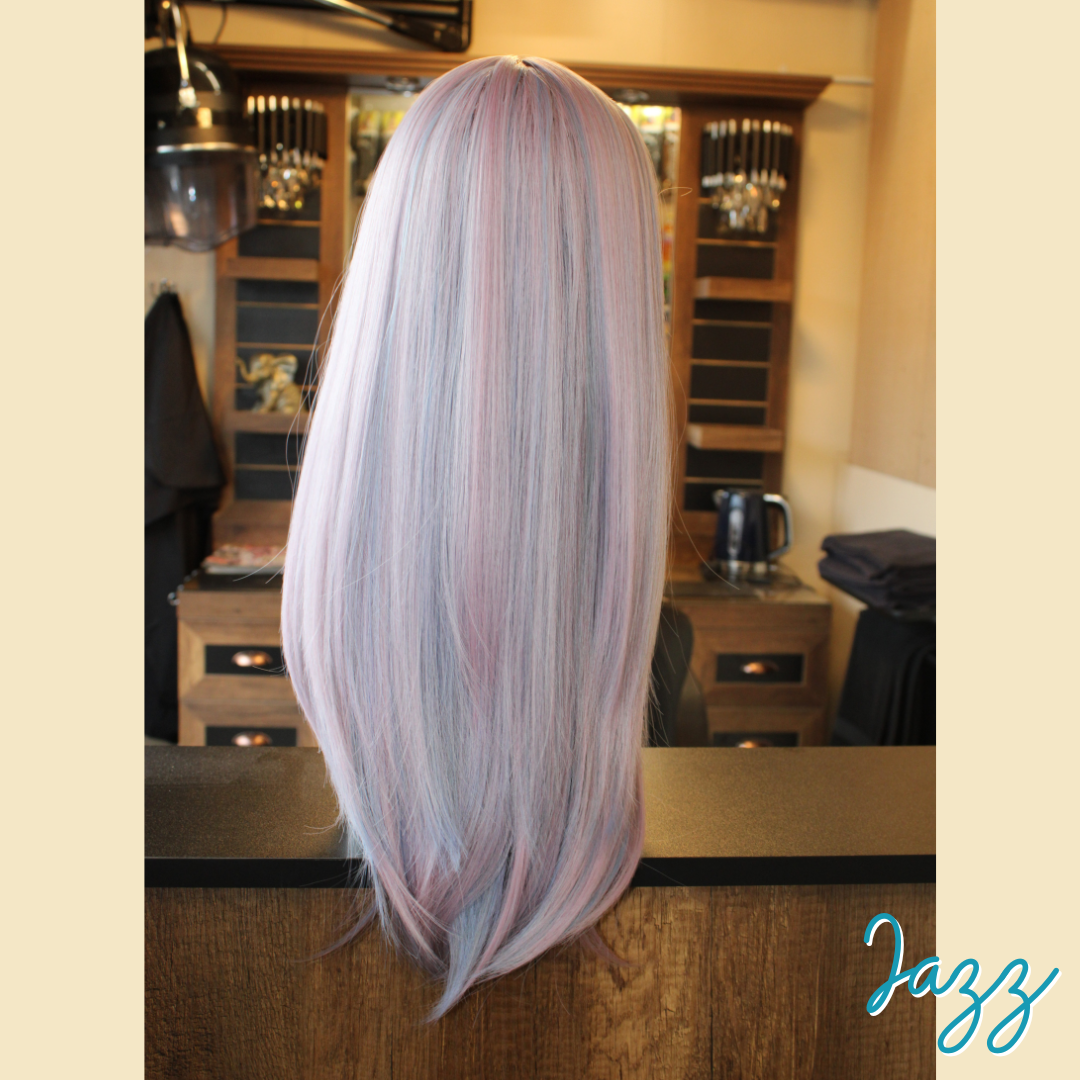 Jazz - 21', Straight, Synthetic Wig - Blue Pink