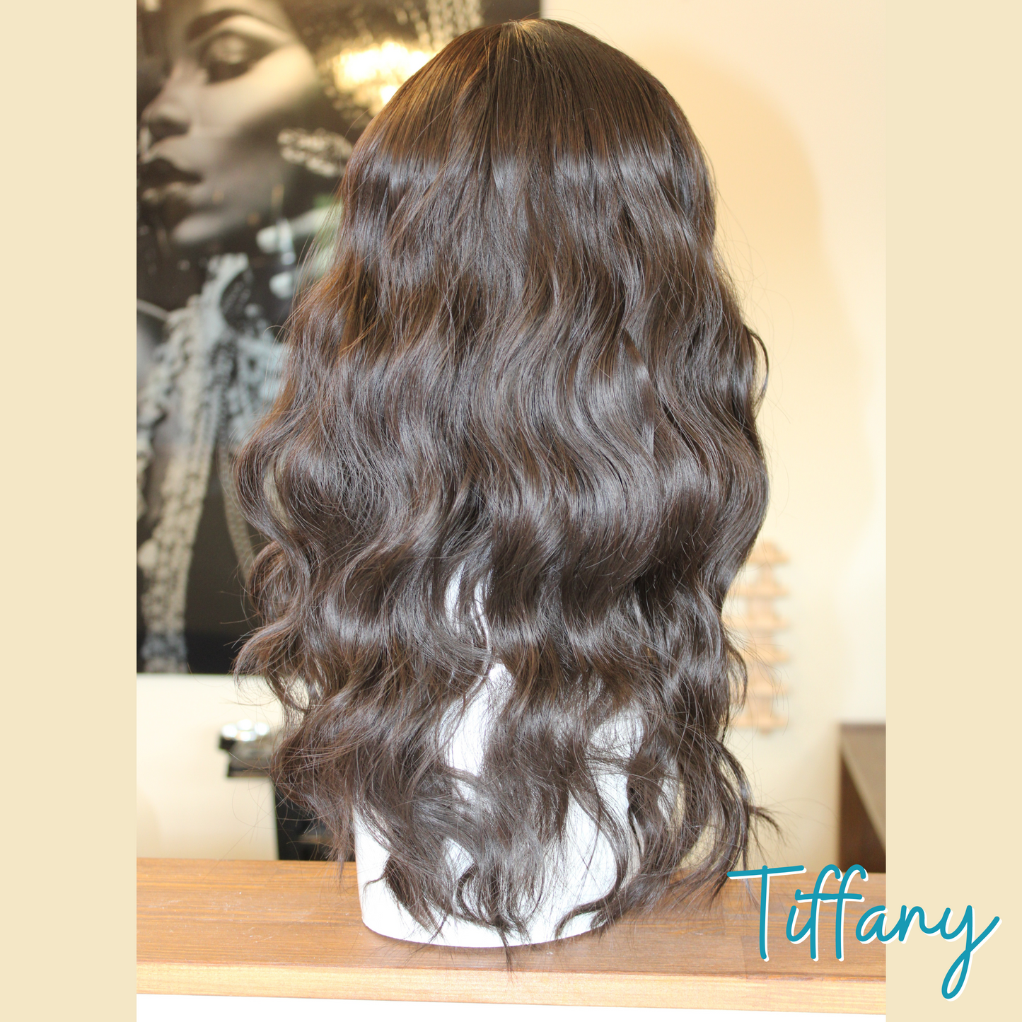 Tiffany - 19', Wavy, Synthetic Wig - Dark Brown