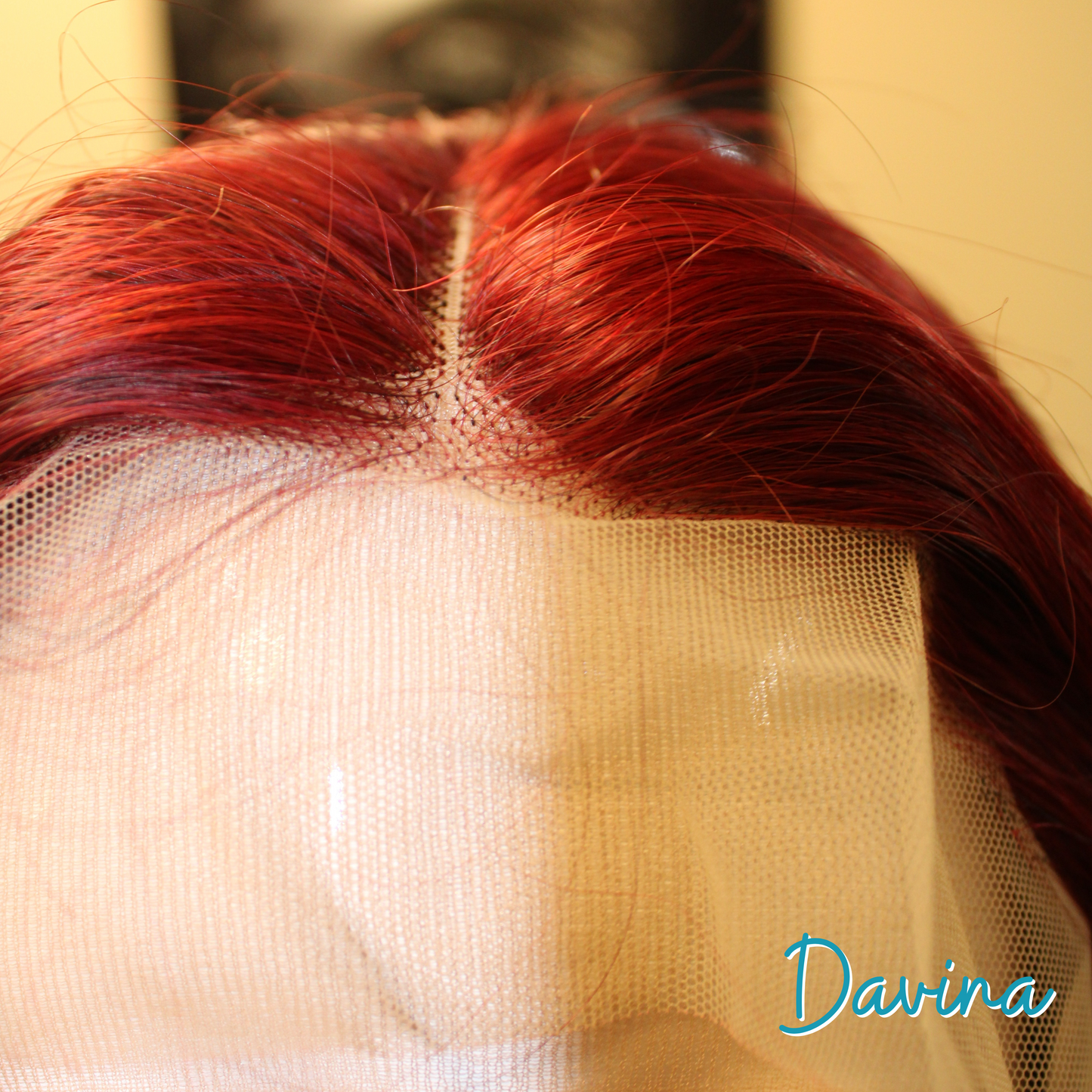 Davina - 16", 13x4 Closure, Straight, Remy Human Hair Wig - Burgundy