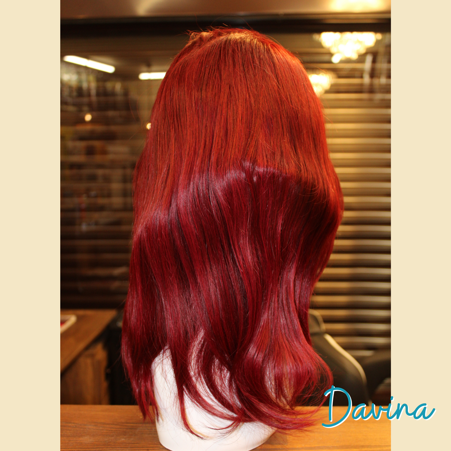 Davina - 16", 13x4 Closure, Straight, Remy Human Hair Wig - Burgundy