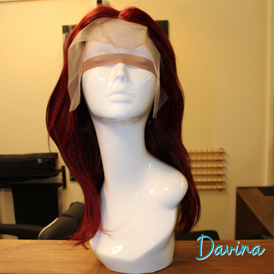 Davina - 16", 13x4 Closure, Straight, Remy Human Hair Wig - Burgundy