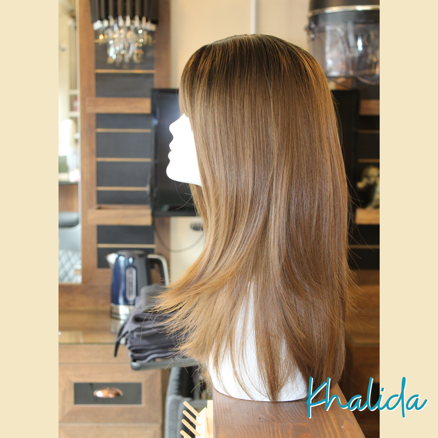 Khalida - 20', Straight, Synthetic Wig - 1B/Honey Brown Ombre