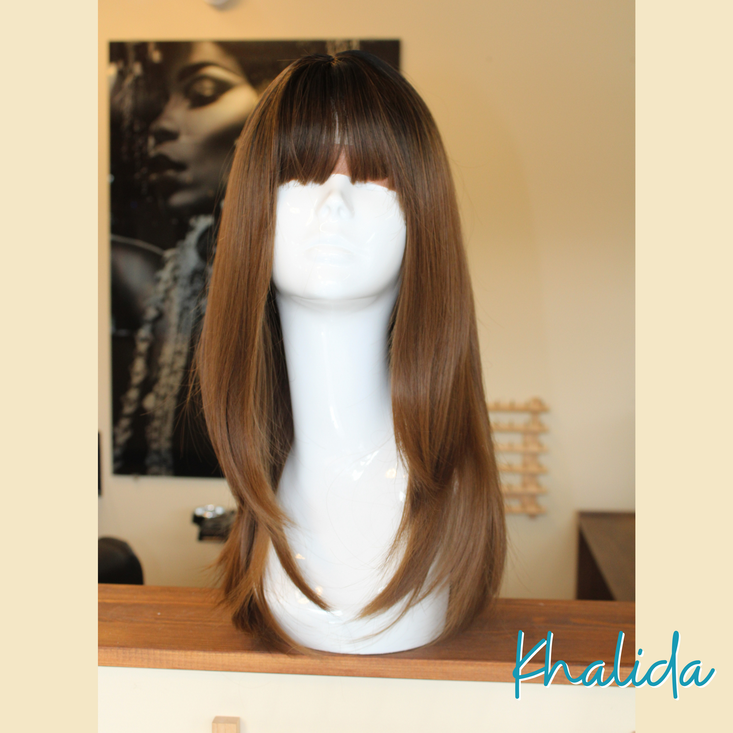 Khalida - 20', Straight, Synthetic Wig - 1B/Honey Brown Ombre