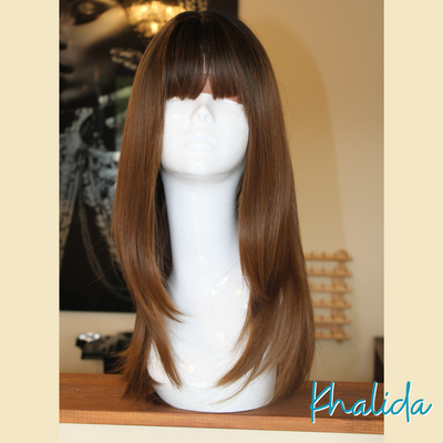Khalida - 20', Straight, Synthetic Wig - 1B/Honey Brown Ombre