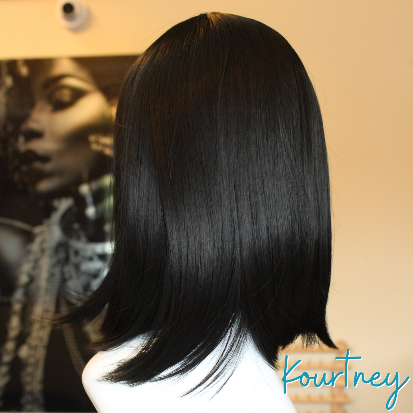 Kourtney - 14', Straight, Glueless Synthetic Wig - Black
