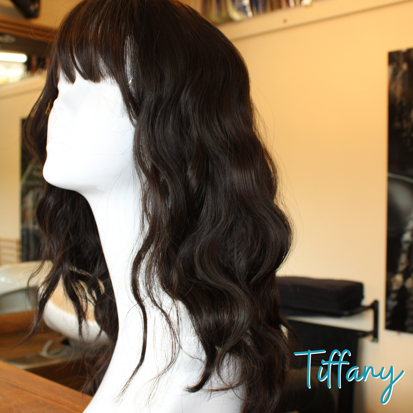 Tiffany - 19', Wavy, Synthetic Wig - Dark Brown