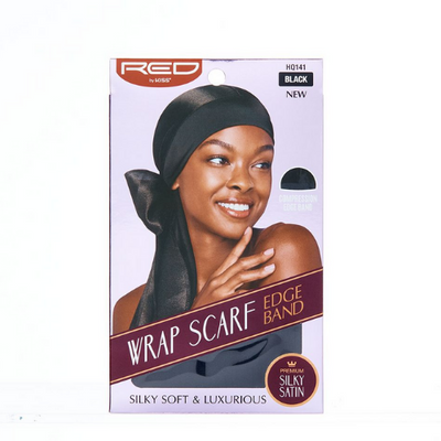RED Wrap Scarf Edge Band Black