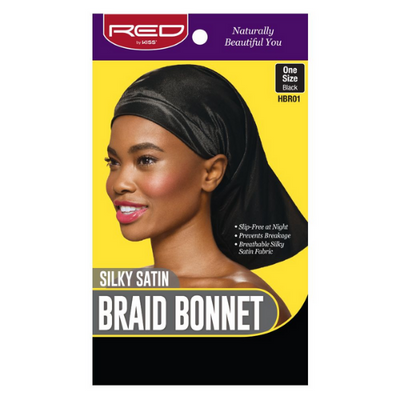 RED Satin Braid Bonnet