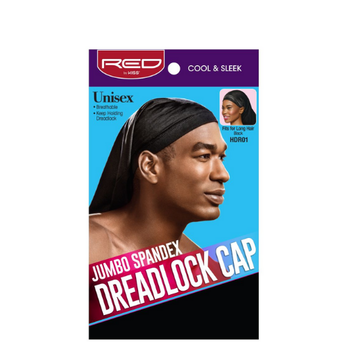 RED Jumbo Spandex Dreadlock Cap Black