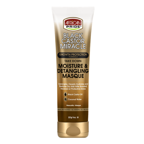 African Pride Black Castor Miracle Take Down Moisture & Detangling Masque 8oz