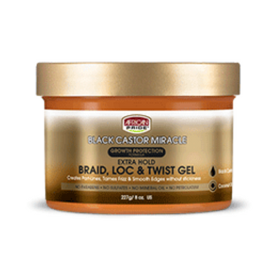 African Pride Black Castor Miracle Extra Hold Braid, Loc & Twist Gel 8ozAfrican Pride Black Castor Miracle Extra Hold Braid, Loc & Twist Gel 8oz