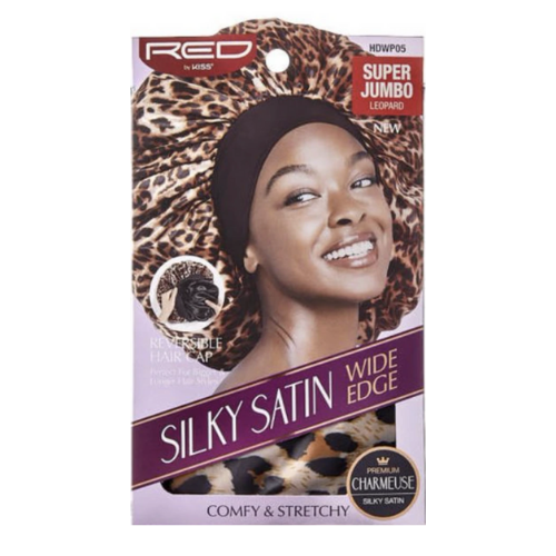Red By Kiss Silky Satin Wide Edge Bonnet Super Jumbo - Leopard