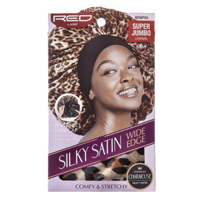 Red By Kiss Silky Satin Wide Edge Bonnet Super Jumbo - Leopard