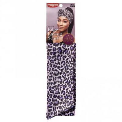Red By Kiss Silky Satin Edge Scarf - Purple Leopard