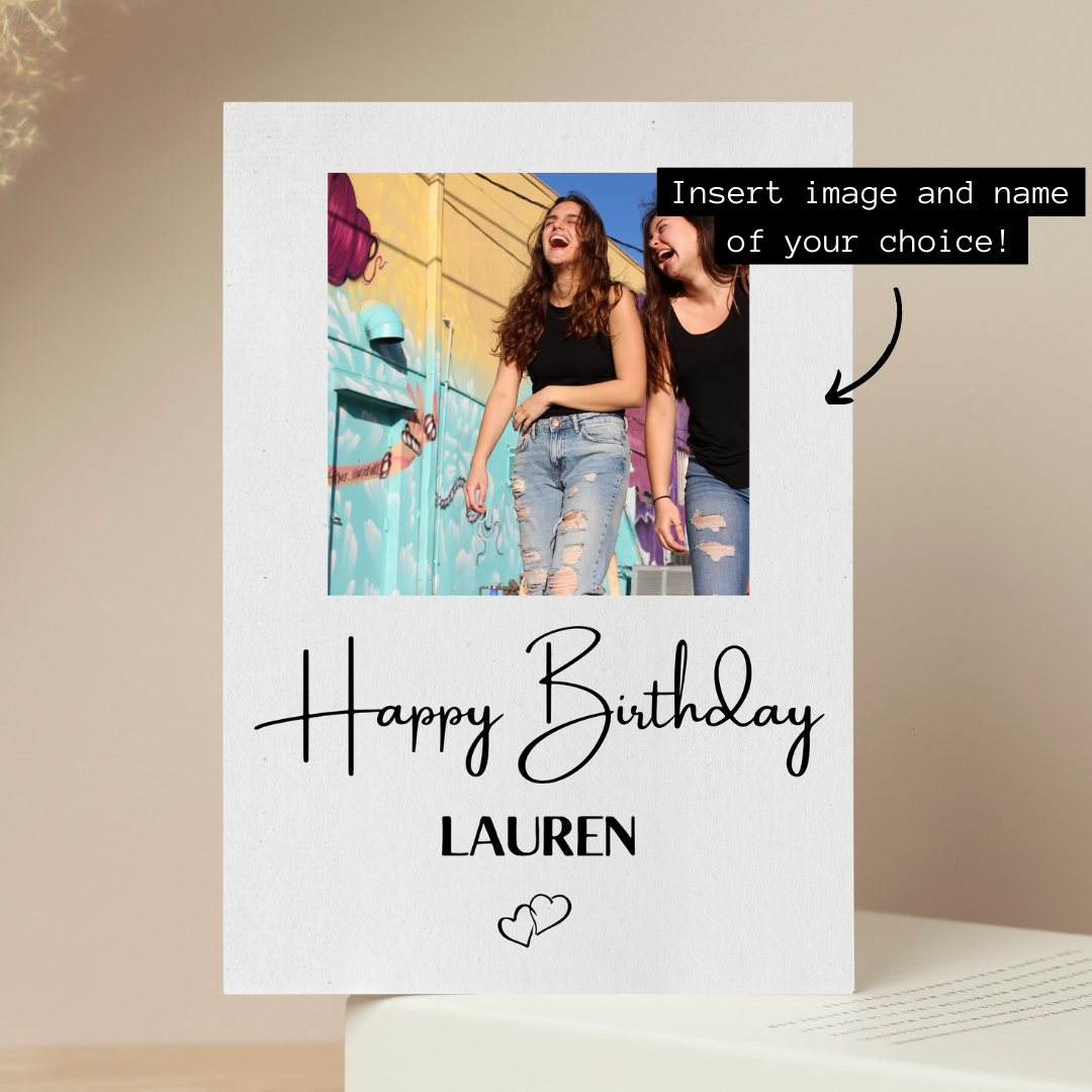 Personalised Photo & Name Happy Birthday Card