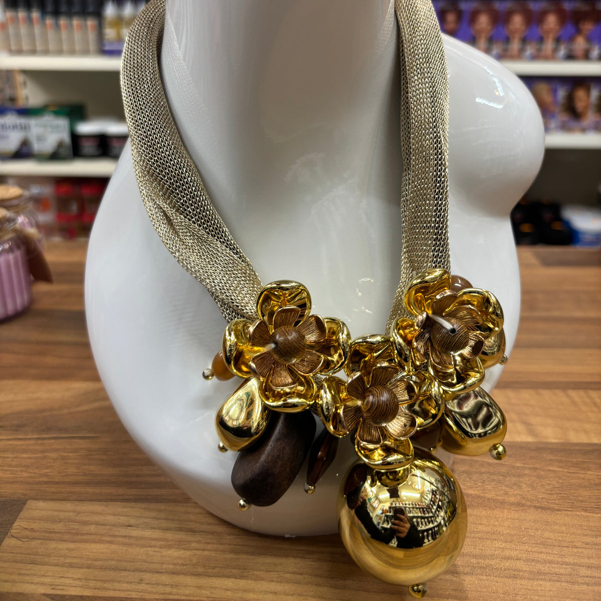 Brown & Gold Statement Necklace