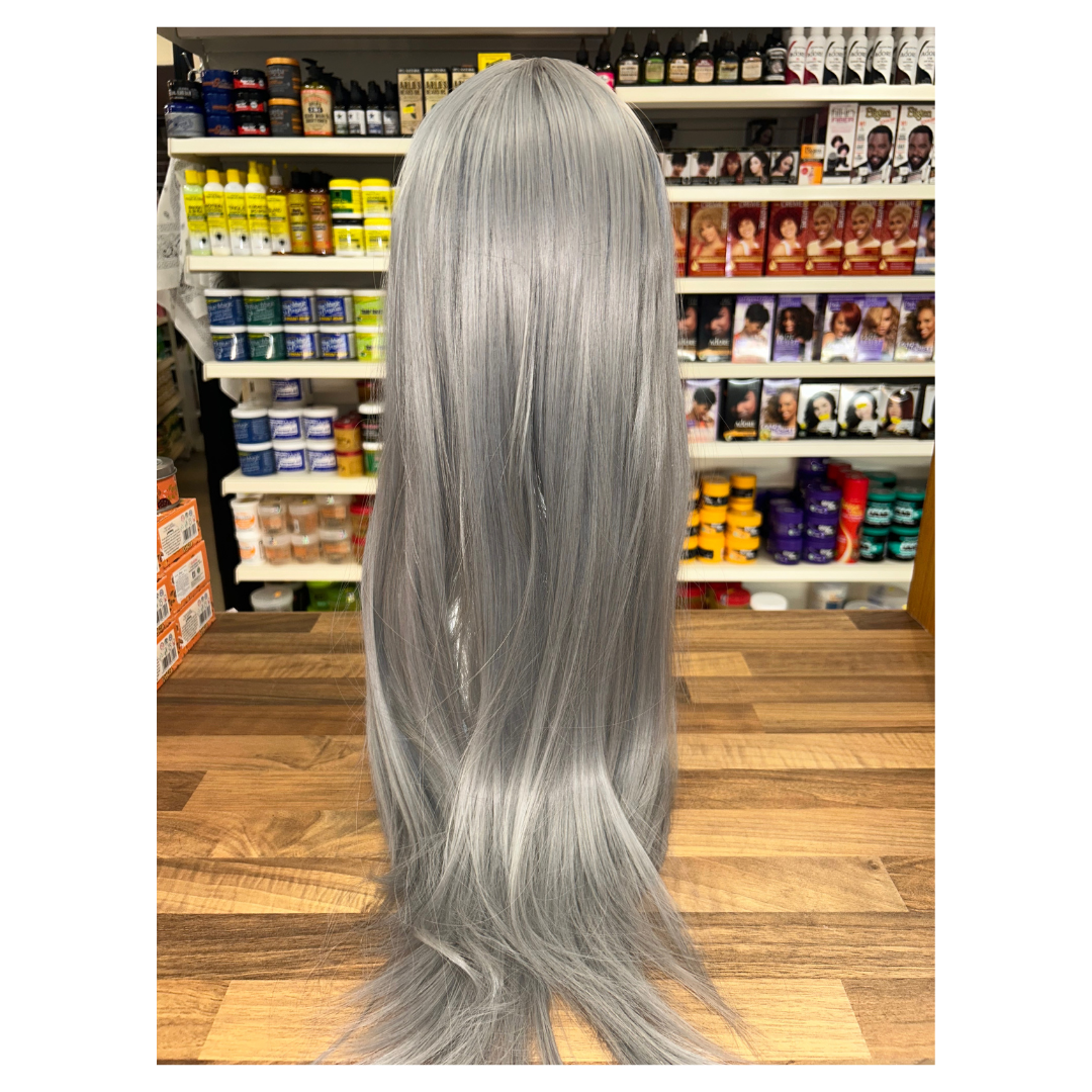 Sparkle - 25" Straight Synthetic Wig - Silver Grey