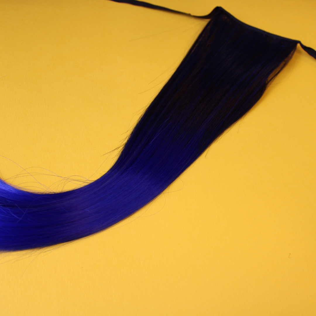 Silky Straight Synthetic Ponytail - Blue Ombre - 20"