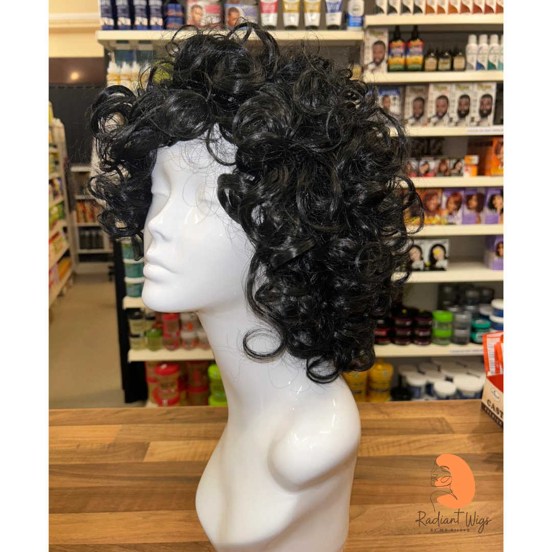 Connie - 11", Curly, Synthetic Wig - Black