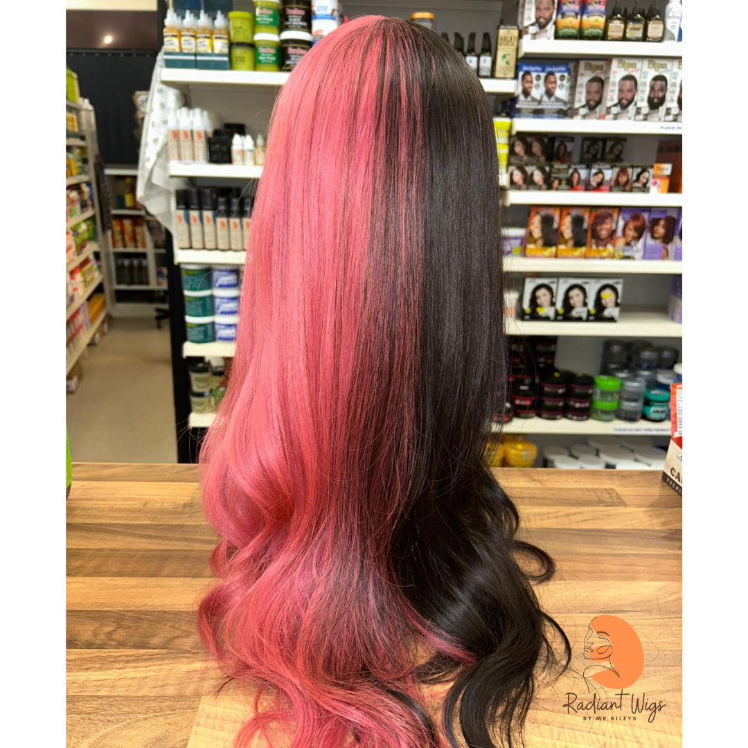 Blaze - 25", Loose Wave, Synthetic Wig - Pink & Dark Brown