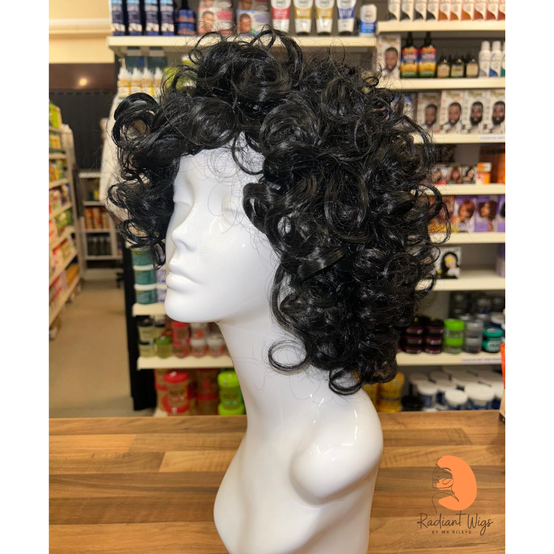 Connie - 11", Curly, Synthetic Wig - Black