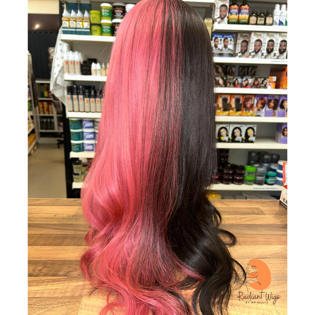 Blaze - 25", Loose Wave, Synthetic Wig - Pink & Dark Brown