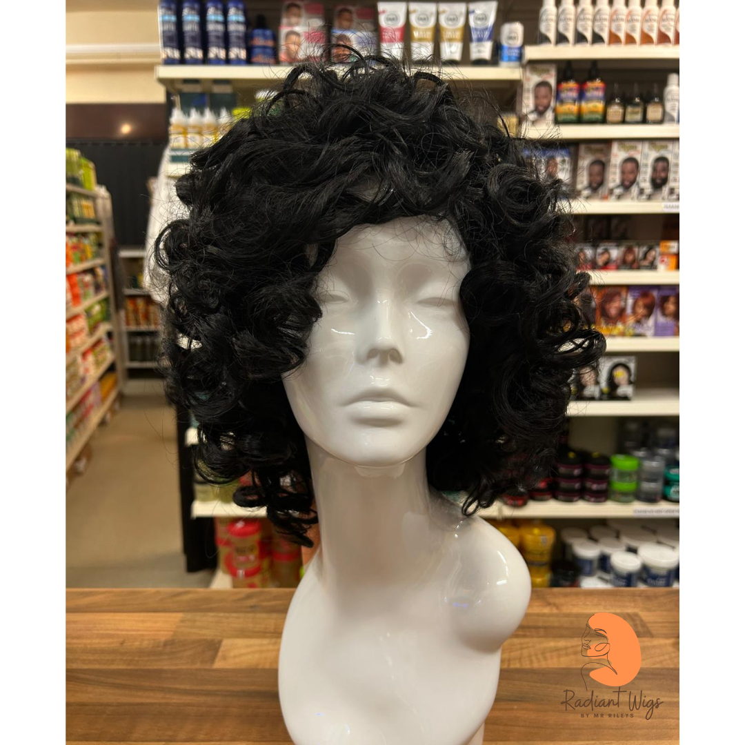 Connie - 11", Curly, Synthetic Wig - Black