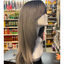 Hallie - 23" Straight Synthetic Wig - Grey with Dark Roots