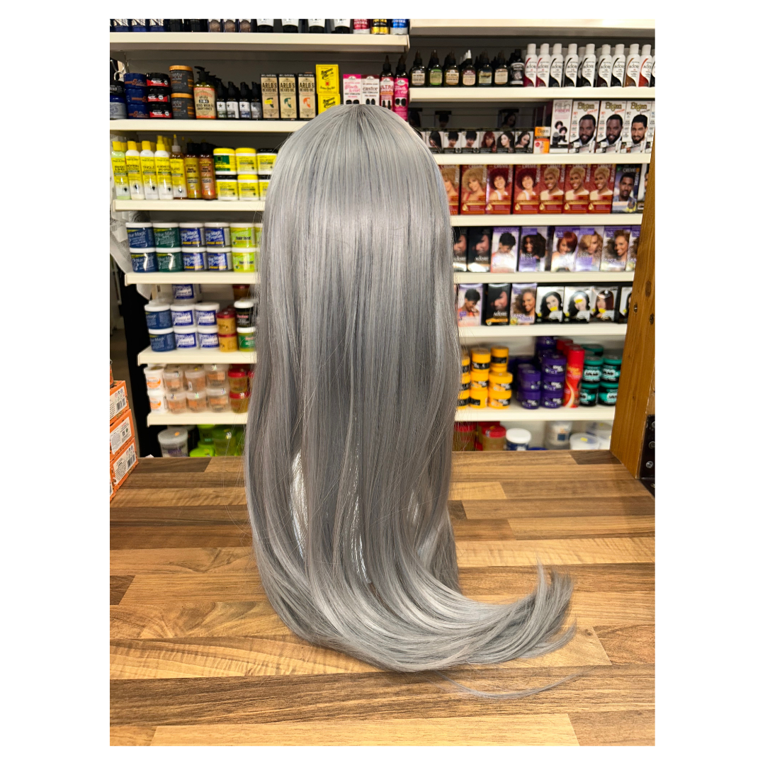 Sparkle - 25" Straight Synthetic Wig - Silver Grey