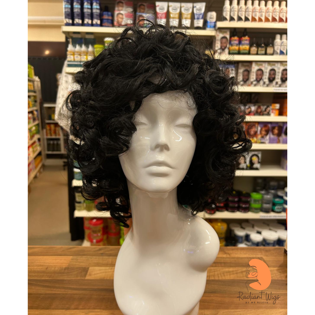 Connie - 11", Curly, Synthetic Wig - Black