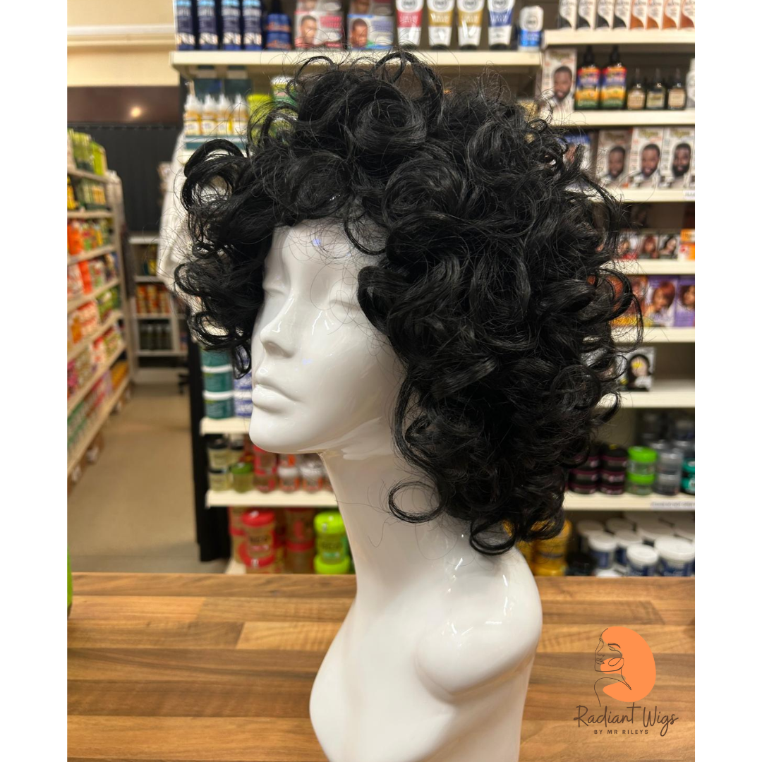 Connie - 11", Curly, Synthetic Wig - Black