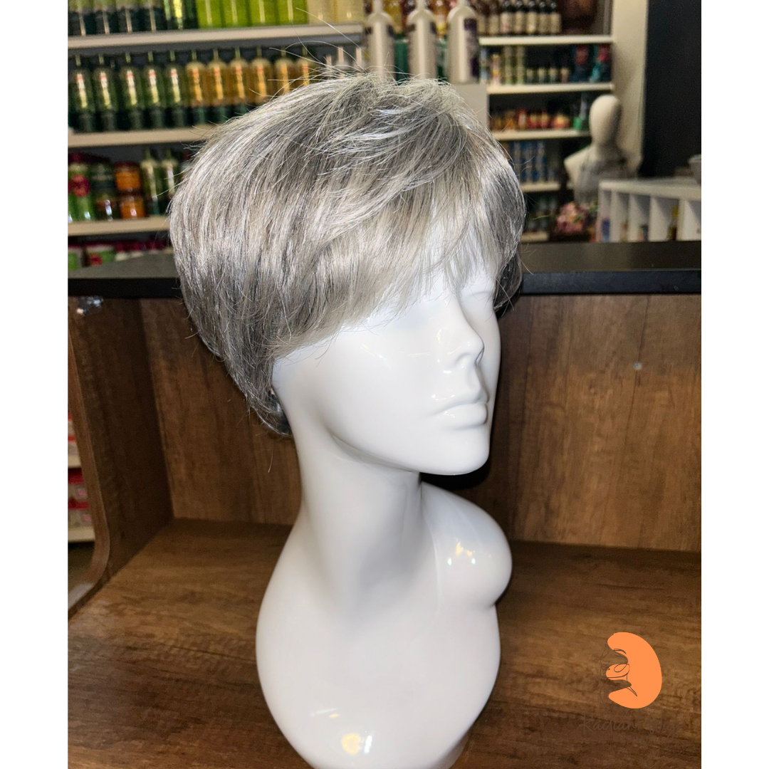 Fern - 8", Straight, Human/Synthetic Blend Wig - Grey