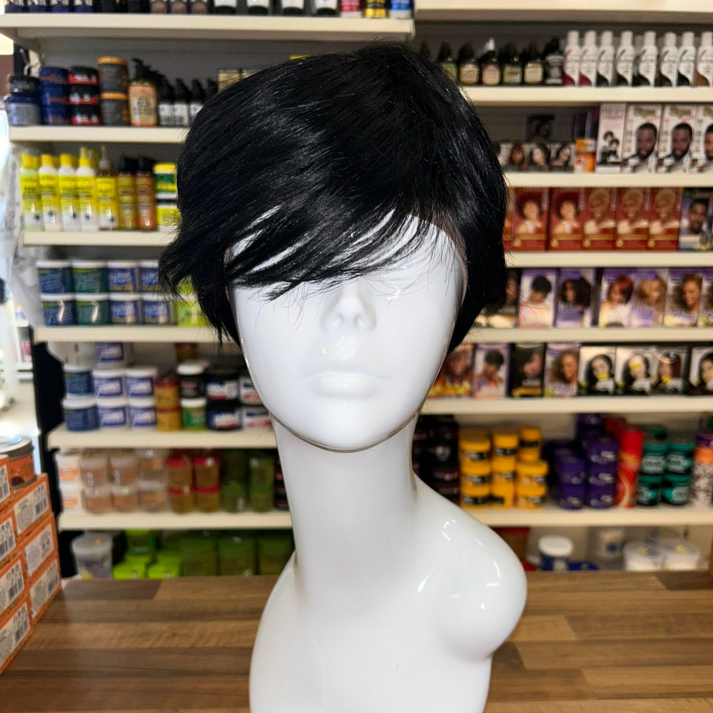 Stella - 8" Straight Human Hair Wig - Black