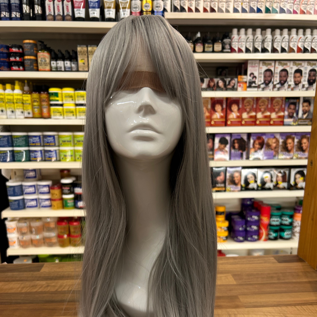 Sparkle - 25" Straight Synthetic Wig - Silver Grey