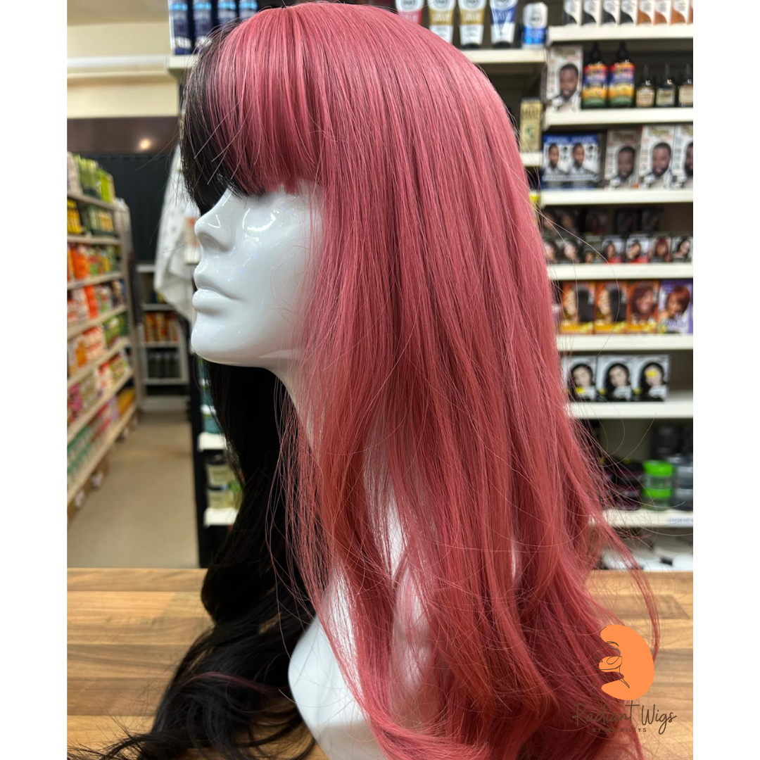 Blaze - 25", Loose Wave, Synthetic Wig - Pink & Dark Brown