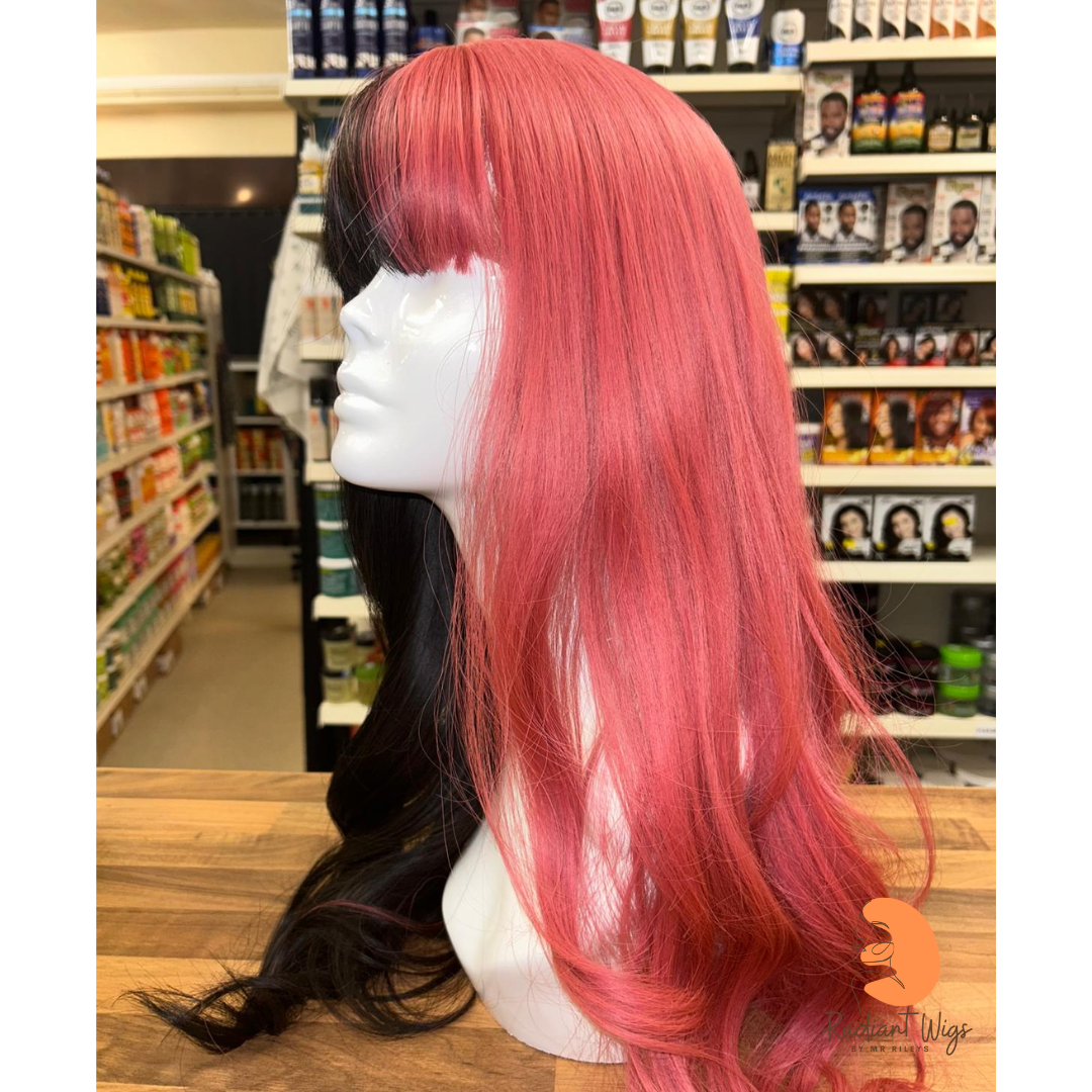 Blaze - 25", Loose Wave, Synthetic Wig - Pink & Dark Brown