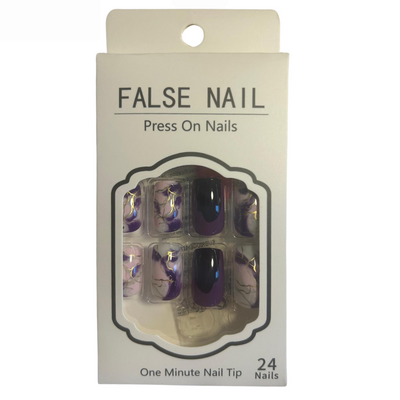 False Press On Nails - Purple Mix Design
